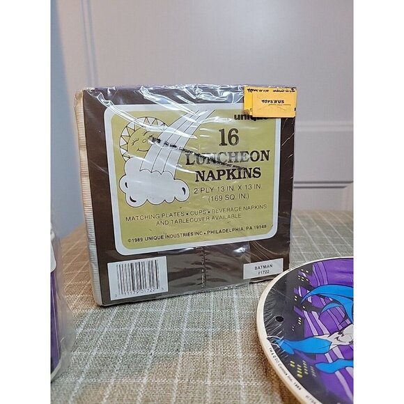 Rare Vintage 1989 BATMAN DC Comics Birthday Plates Sealed FULL SET! Cups & Napki - Picture 6 of 6